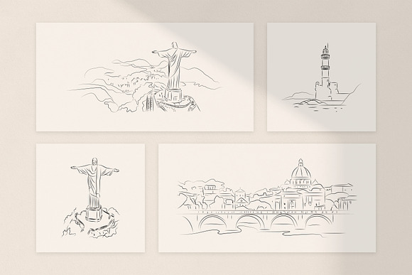 My Travels. 20 lineart Illustrations in Illustrations - product preview 2