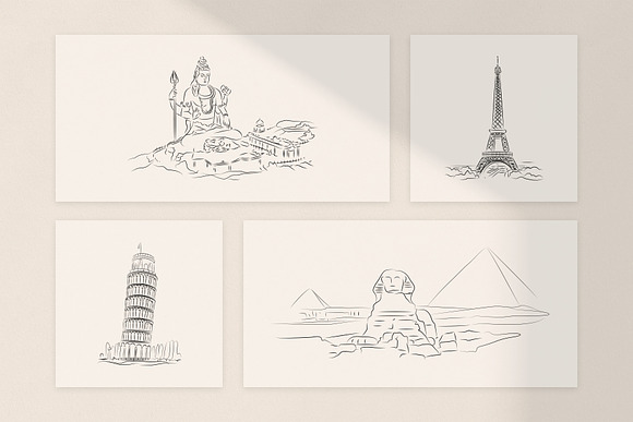 My Travels. 20 lineart Illustrations in Illustrations - product preview 3