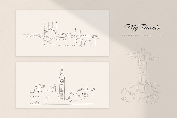 My Travels. 20 lineart Illustrations in Illustrations - product preview 4