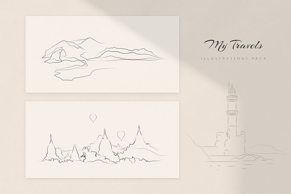My Travels. 20 lineart Illustrations in Illustrations - product preview 5