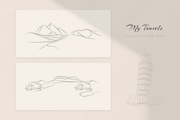 My Travels. 20 lineart Illustrations in Illustrations - product preview 6