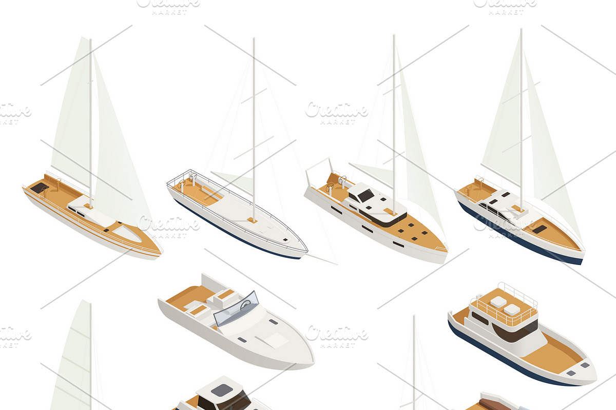 Yachting isometric icon set in Icons - product preview 8