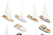 Yachting isometric icon set