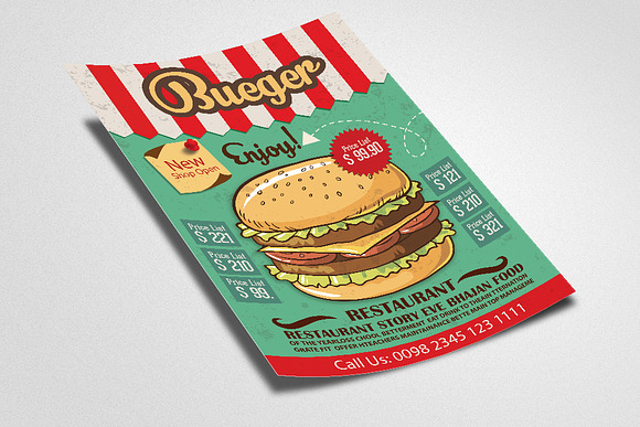 Fast Food Restaurant Flyer Template in Flyer Templates - product preview 1