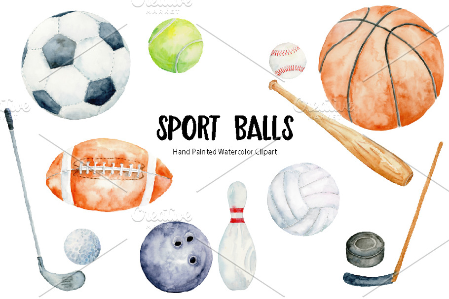 Watercolor Sport Balls