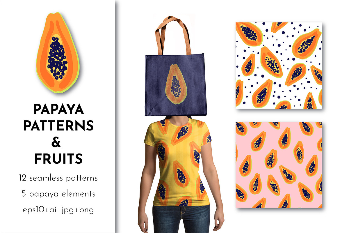 Papaya patterns & drawings set in Patterns - product preview 8