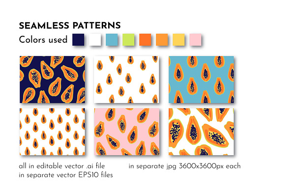 Papaya patterns & drawings set in Patterns - product preview 5