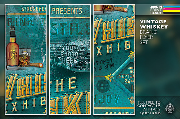 Vintage Whiskey Brand Flyer Set in Flyer Templates - product preview 2