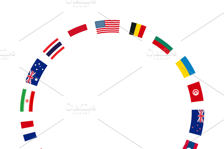 A lot of flags in round frame in Objects - product preview 8