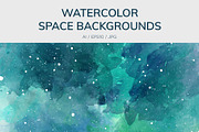 Vector Watercolor Space Backgrounds