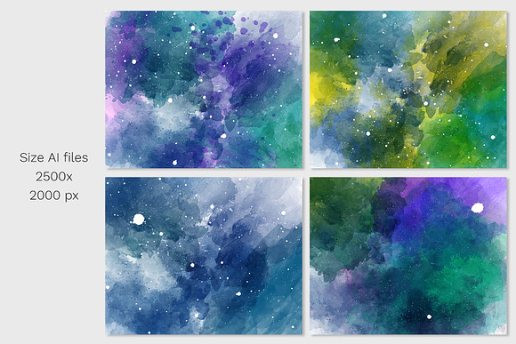 Vector Watercolor Space Backgrounds in Textures - product preview 2