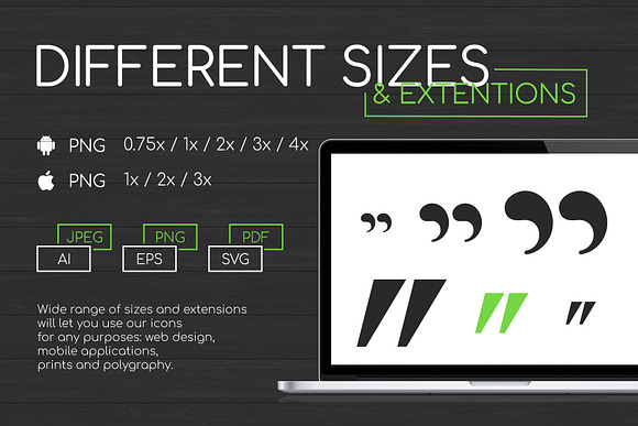 Different Quotation Marks Icons in Icons - product preview 3