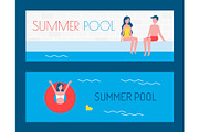 Summer Pool Posters with Text Vector