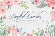 English Garden Watercolor clipart