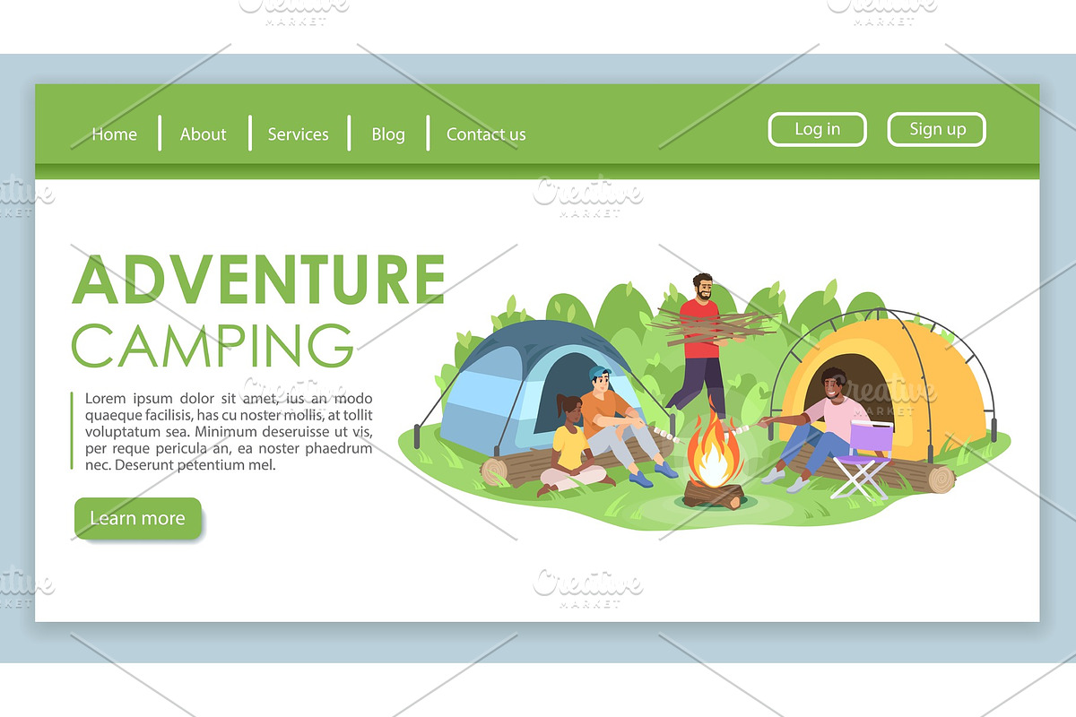 Adventure camping landing page in Landing Page Templates - product preview 8