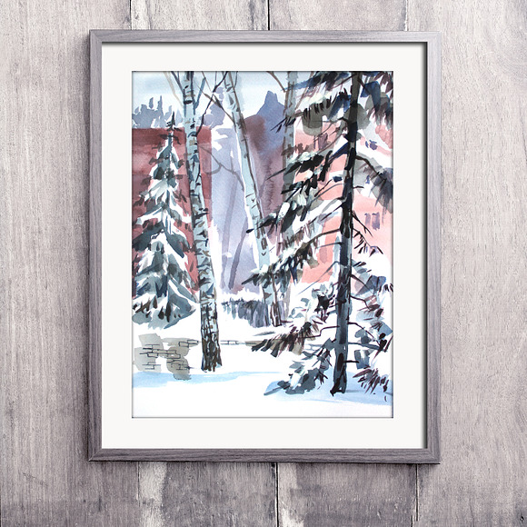 7 digital winter landscapes in Illustrations - product preview 6
