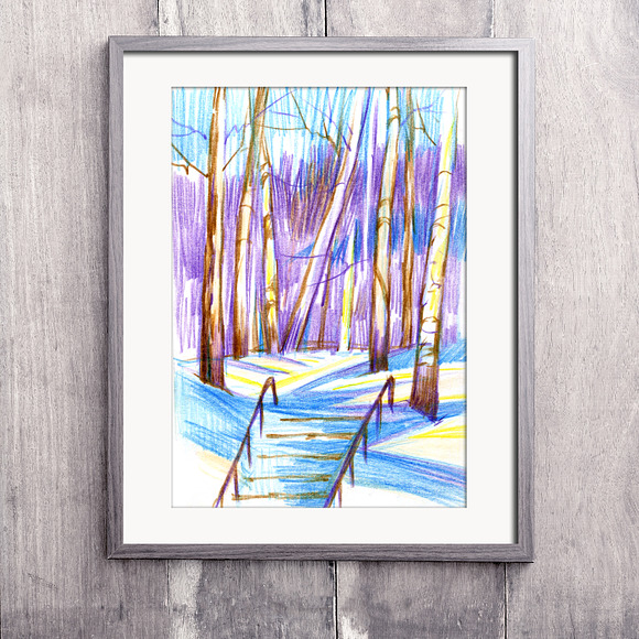 7 digital winter landscapes in Illustrations - product preview 7