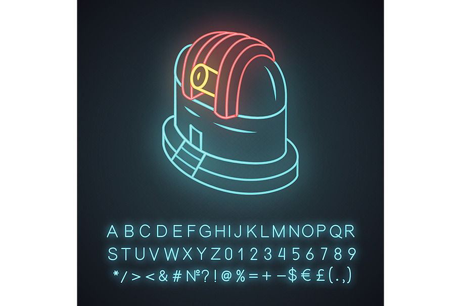 Observatory neon light icon