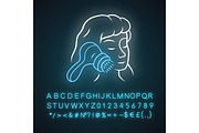 Face cleaning brush neon light icon