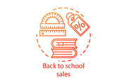 School supplies sale concept icon