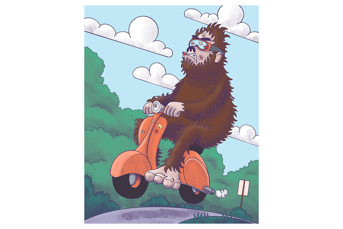Bigfoot on a Scooter in Illustrations - product preview 8