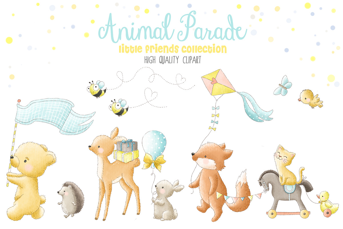 Woodland animals parade clipart in Illustrations - product preview 8