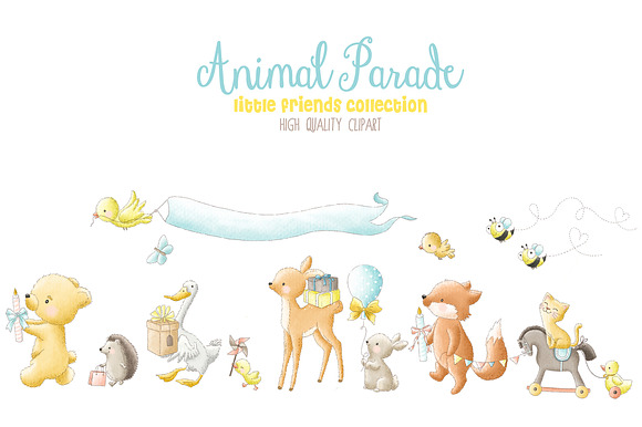 Woodland animals parade clipart in Illustrations - product preview 5