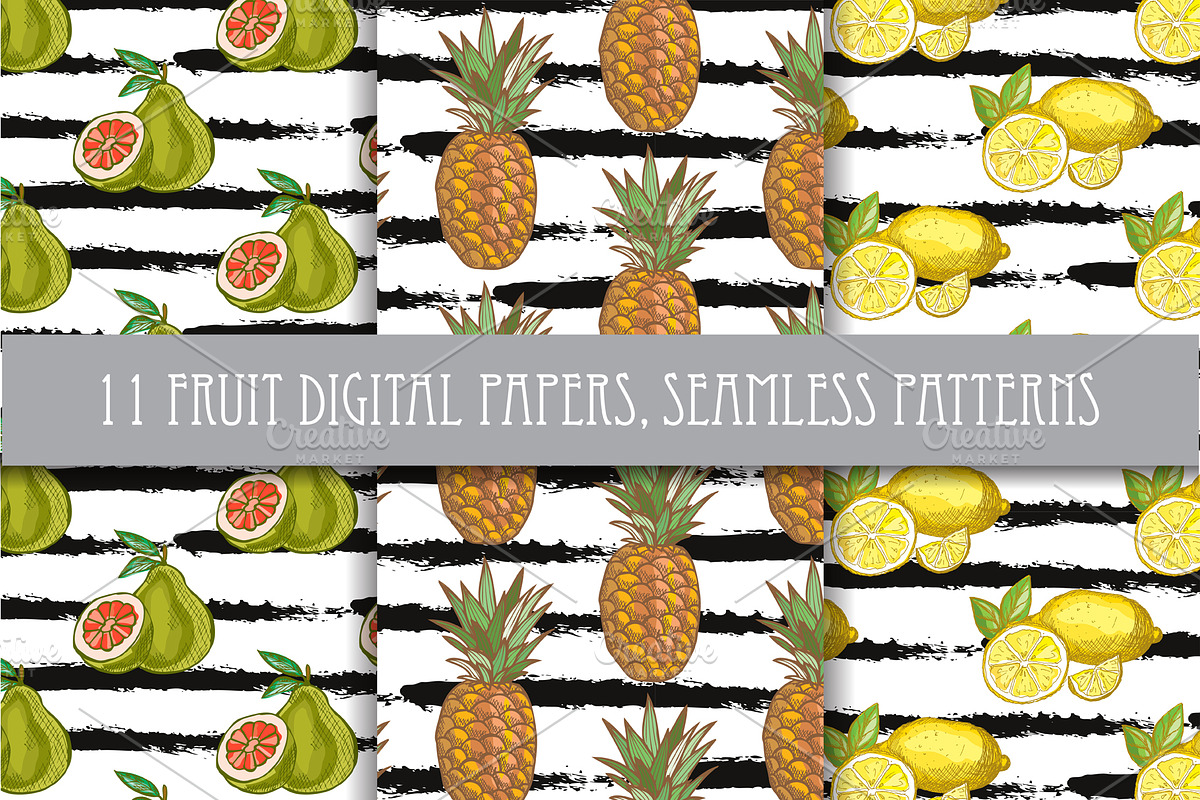 11 Fruit Digital Seamless Papers in Patterns - product preview 8