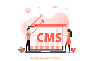 Vector red color flat concept of CMS