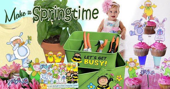 Springtime Kids Character Clipart in Illustrations - product preview 1