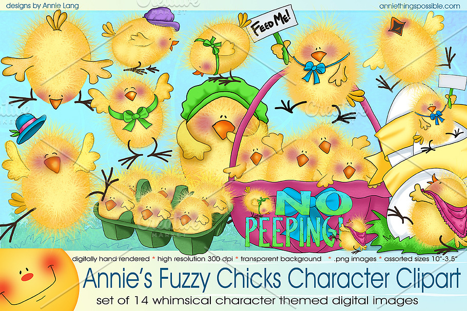 Fuzzy Chicks Character Clipart in Illustrations - product preview 8