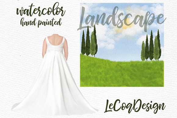 Wedding dress clipart Plus size in Illustrations - product preview 5