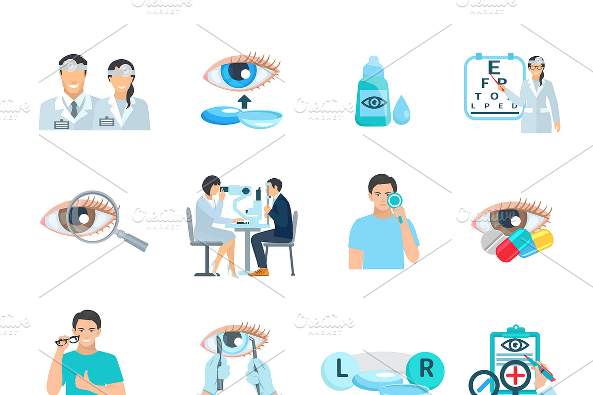 Ophthalmologist clinic icons set in Icons - product preview 8