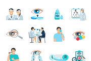 Ophthalmologist clinic icons set