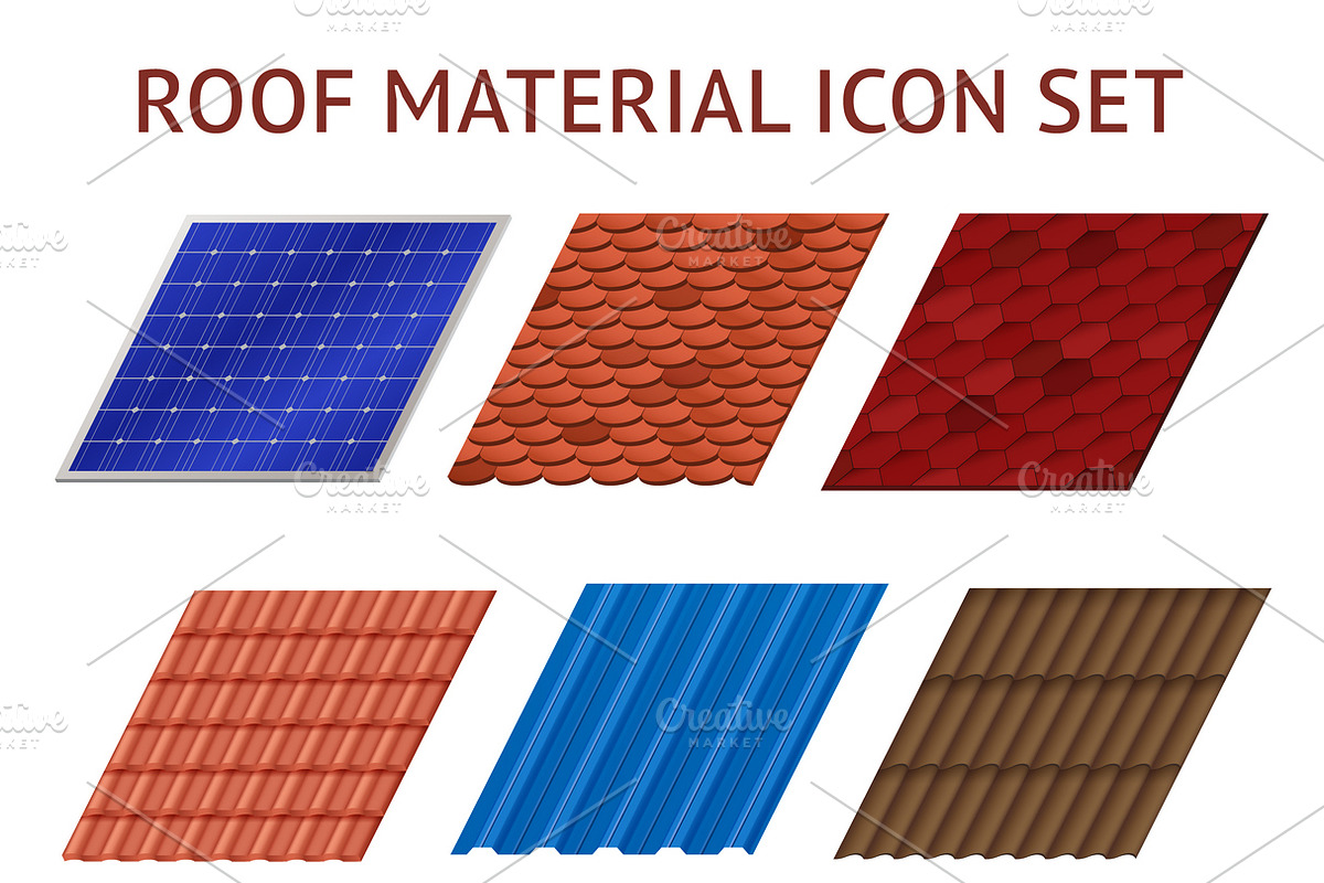 Fragments of roof tile images set in Icons - product preview 8