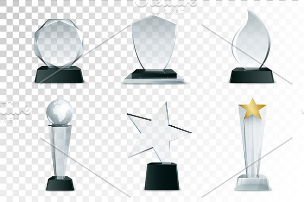 Glass trophies and prizes icons
