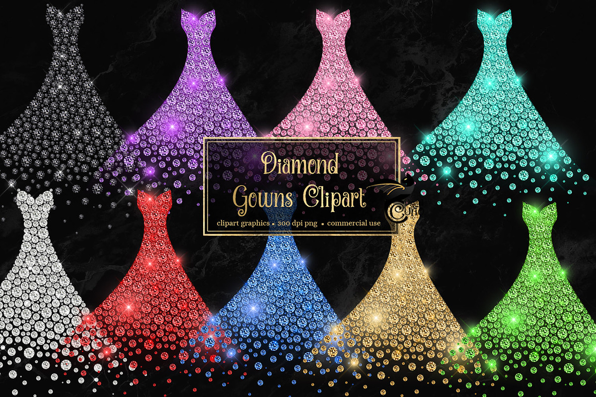 Diamond Gowns Clipart in Illustrations - product preview 8