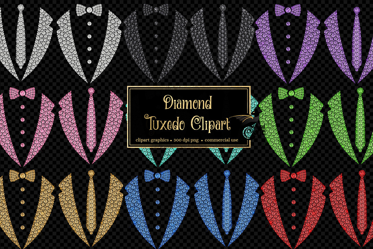 Diamond Tuxedo Clipart in Illustrations - product preview 8