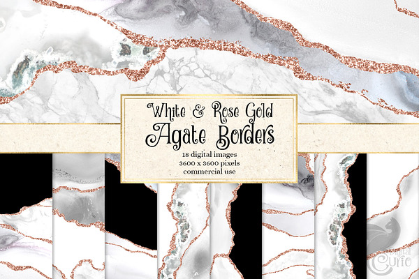 White and Rose Gold Agate Borders
