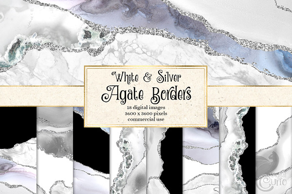 White and Silver Agate Borders