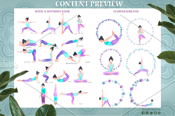 Yoga poses watercolor clip art in Illustrations - product preview 1