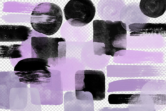 Purple & Black Watercolor Elements in Illustrations - product preview 1