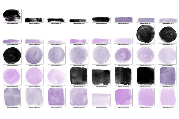 Purple & Black Watercolor Elements in Illustrations - product preview 2