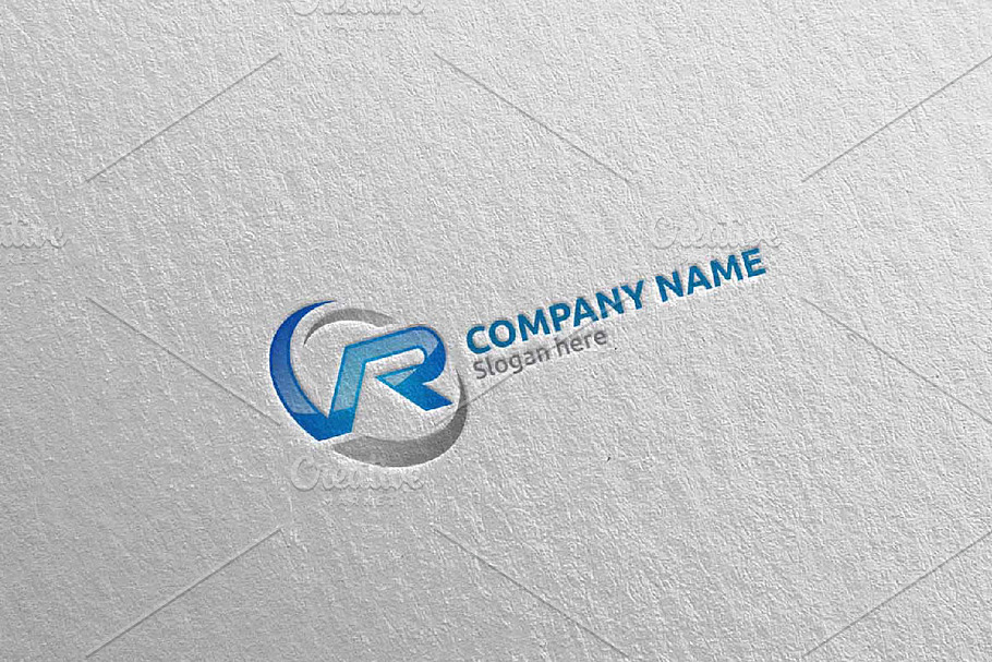 Letter R, V, VR Logo Design 70