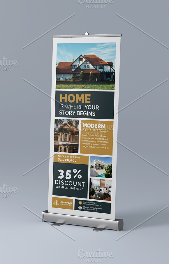 Property Sale Roll-up Banner in Stationery Templates - product preview 1