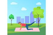 Woman Doing Yoga in Park on Rug