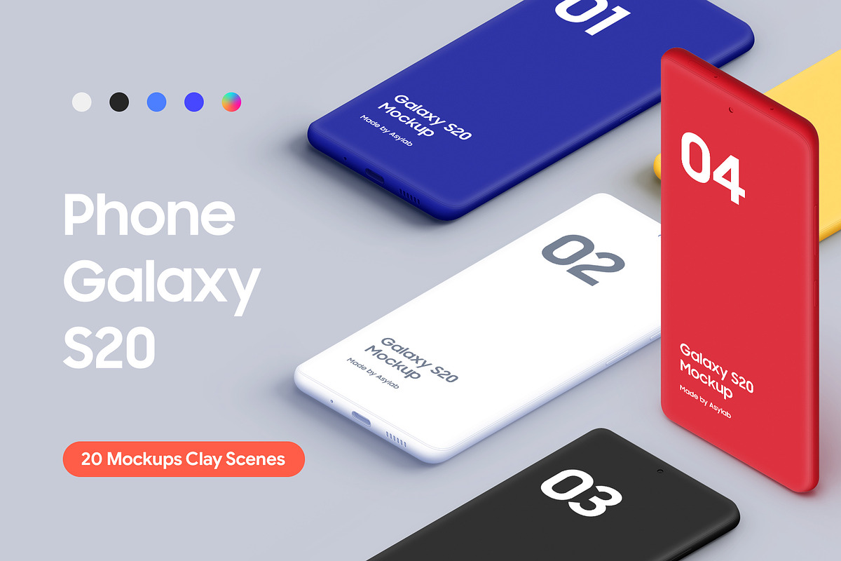 Galaxy S20 - 20 Mockups Clay Scenes in Mobile & Web Mockups - product preview 8