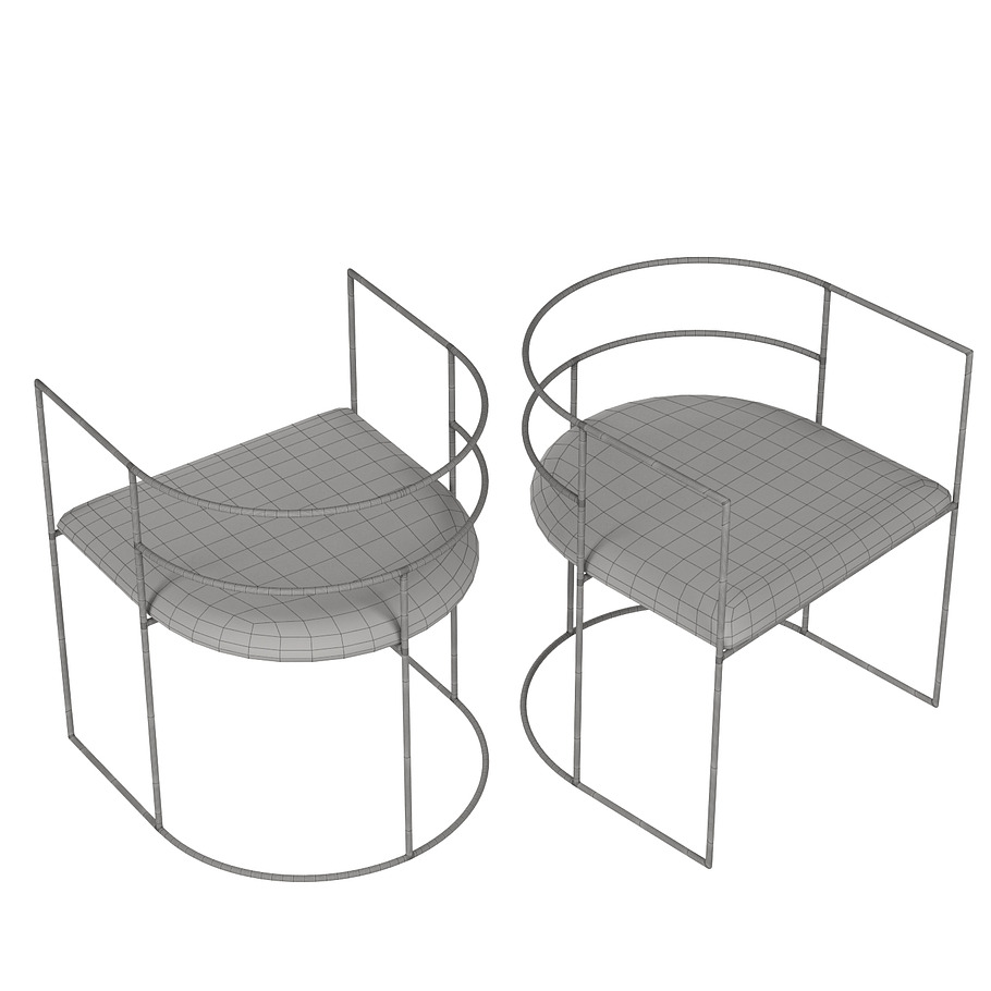J1 steel rod armchair in 3D - product preview 2