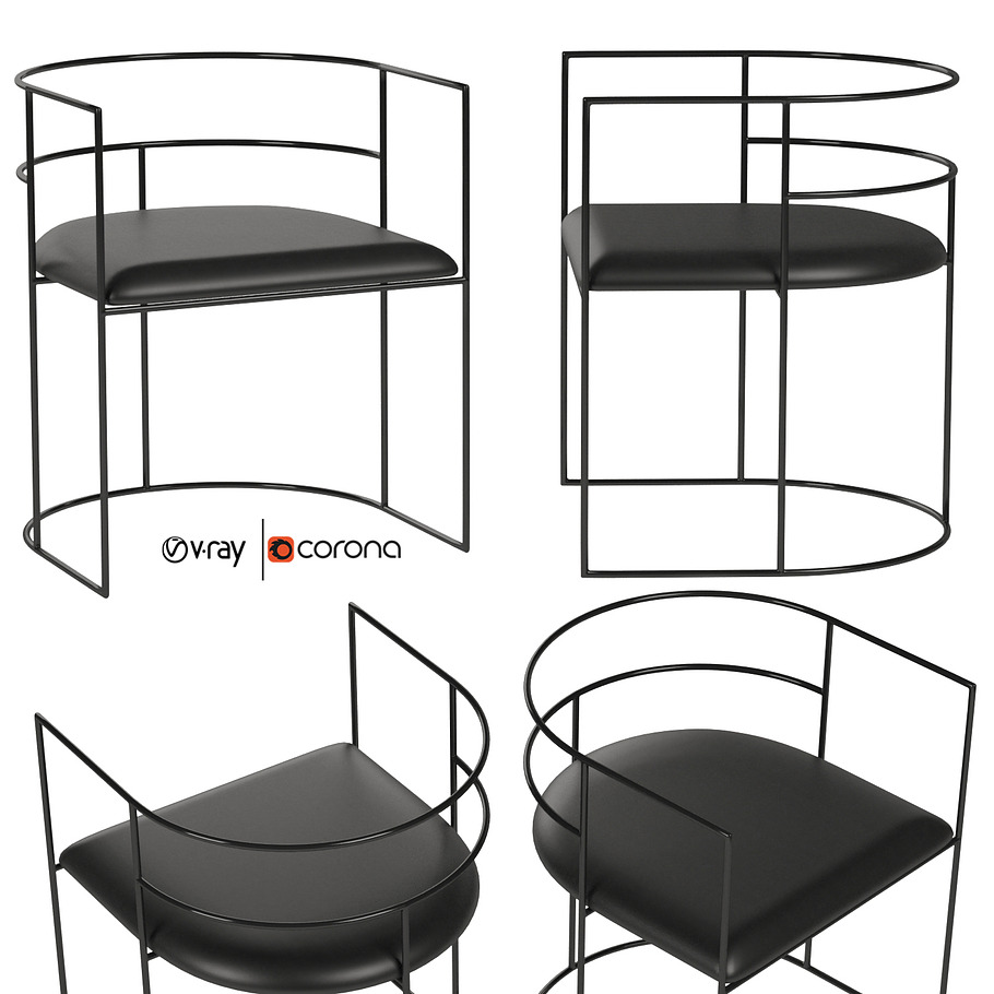 J1 steel rod armchair in 3D - product preview 4