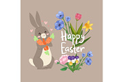 Happy Easter card with cute rabbit